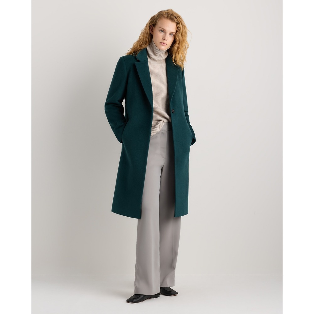 NWT Quince Wool/Cashmere Blend Long Coat Womens XS Green Warm Soft Autumn Winter